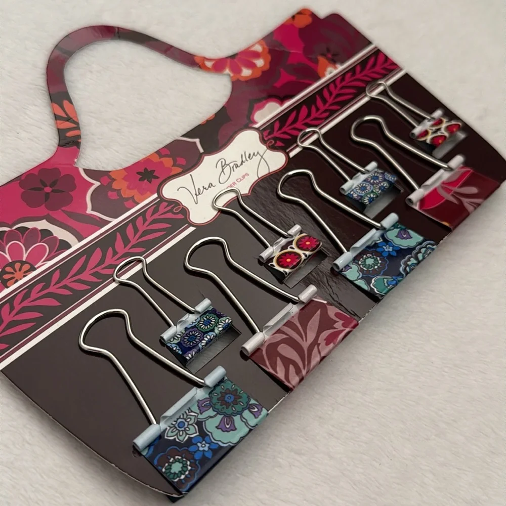 {NWT} Vera Bradley | Carnaby Blue Rhapsody Retired Metal Binder Clips Set (8pc)